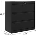 thumbnail image 2 of 3 Drawer Lateral File Cabinet with Lock, Heavy Duty Steel Office Storage for Letter/Legal/A4 Documents, Easy Assembly Space-Saving Design - Black, 2 of 7