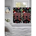 thumbnail image 3 of Black Christmas Living Room Curtains 2 Panel, Xmas Snowflakes Trees Wreaths Bells Cartoon Cafe Window Treatment, Farmhouse Bedroom Bathroom Kitchen Curtains Drapes 104"x54", 3 of 6