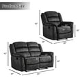 thumbnail image 5 of Bonzy Home Recliner Sofa Set – Cloth Reclining Living Room Furniture Set with Single Recliner Chair & Loveseat Gray, 5 of 7