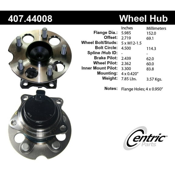 Centric 407.44008 Wheel Bearing and Hub Assembly
