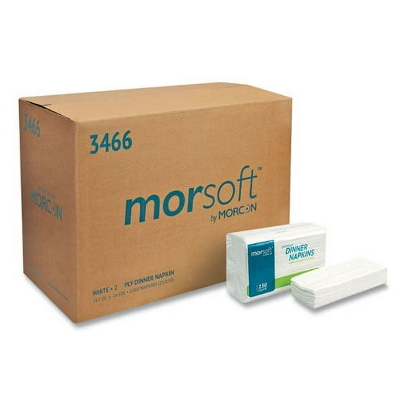 Morsoft Dinner Napkins, 2-Ply, 14.5 X 16.5, White, 3,000/carton | Bundle of 5 Cartons