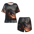thumbnail image 4 of Lsque Fiery Black Dragon Attack Women's Short-Sleeved Pajama Set - 2 Piece Soft and Lightweight Sleepwear Set-Medium, 4 of 9