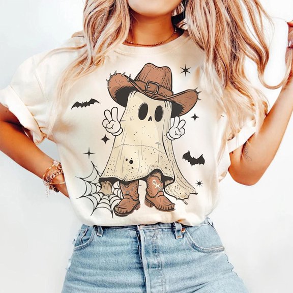 Halloween Cowboy Ghost Shirt, Halloween Cowgirl Shirt Howdy Halloween Shirt Shirt, Ghost Boo Shirt, Halloween Sublimation Design, Gift For Her