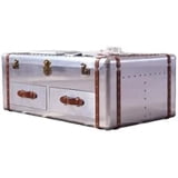 Table basse Aviator Style d'avion vintage Aluminium YIN - VINGVO - Rectangulaire - Aspect bois