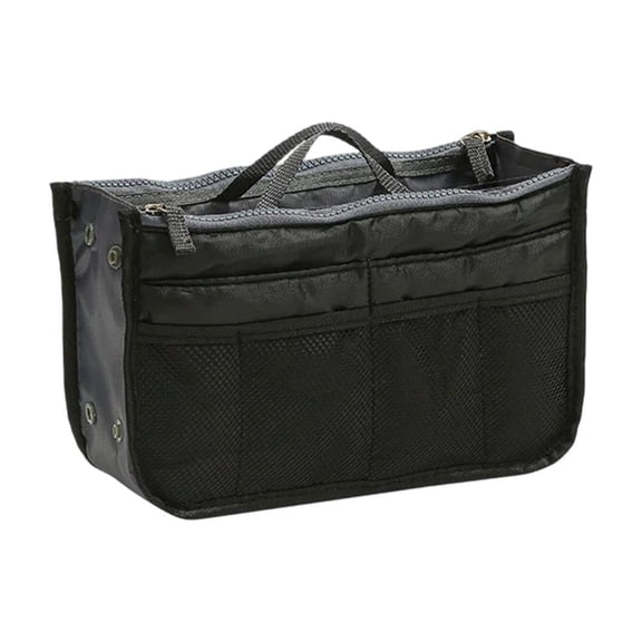 Multifunctional Liner Cosmetic Bag Travel Toiletry Bag Makeup Organizer Double-Zip Large Capacity Organizer for Handbag Tote Luggage Travel-Friendly Foldable Portable 10.63x6.3x3.54 Inches