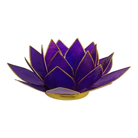 Decorated Candle Holders The Crabby Nook Lotus Tea Light Candle Holder Capiz Shell Decorating Accent Home Decor Gift Ideas, Purple ()
