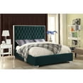 thumbnail image 2 of Homestock Eclectic Elegance Modern, Contemporary Velvet Upholstered Bed with Deep Tufting, Polished Chrome Stainless Steel Frame and Legs-Color:Green,Size:Queen, 2 of 4