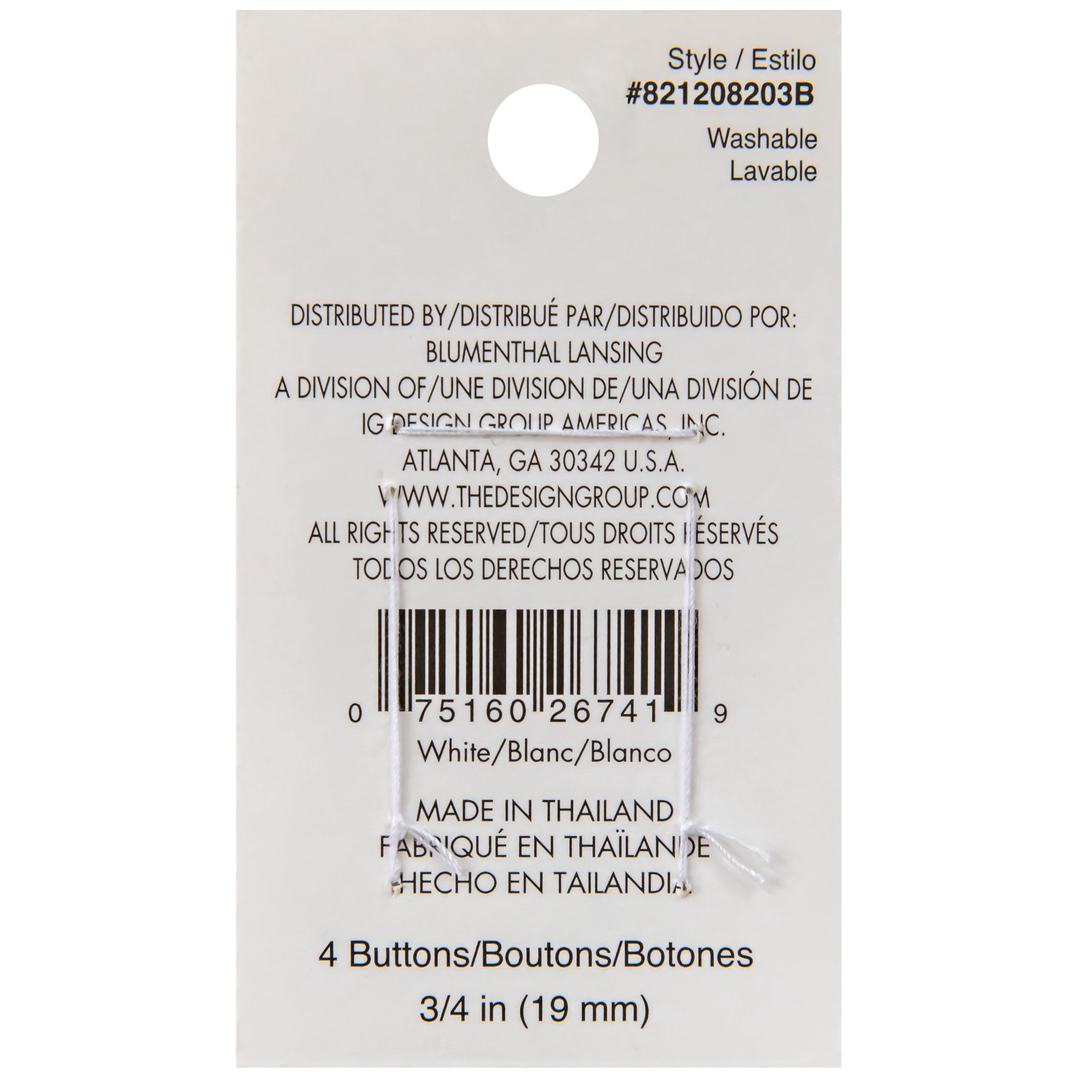 (3 pack) Le Bouton White Pearlized 3/4" Round 2-Hole Buttons, 4 Pieces