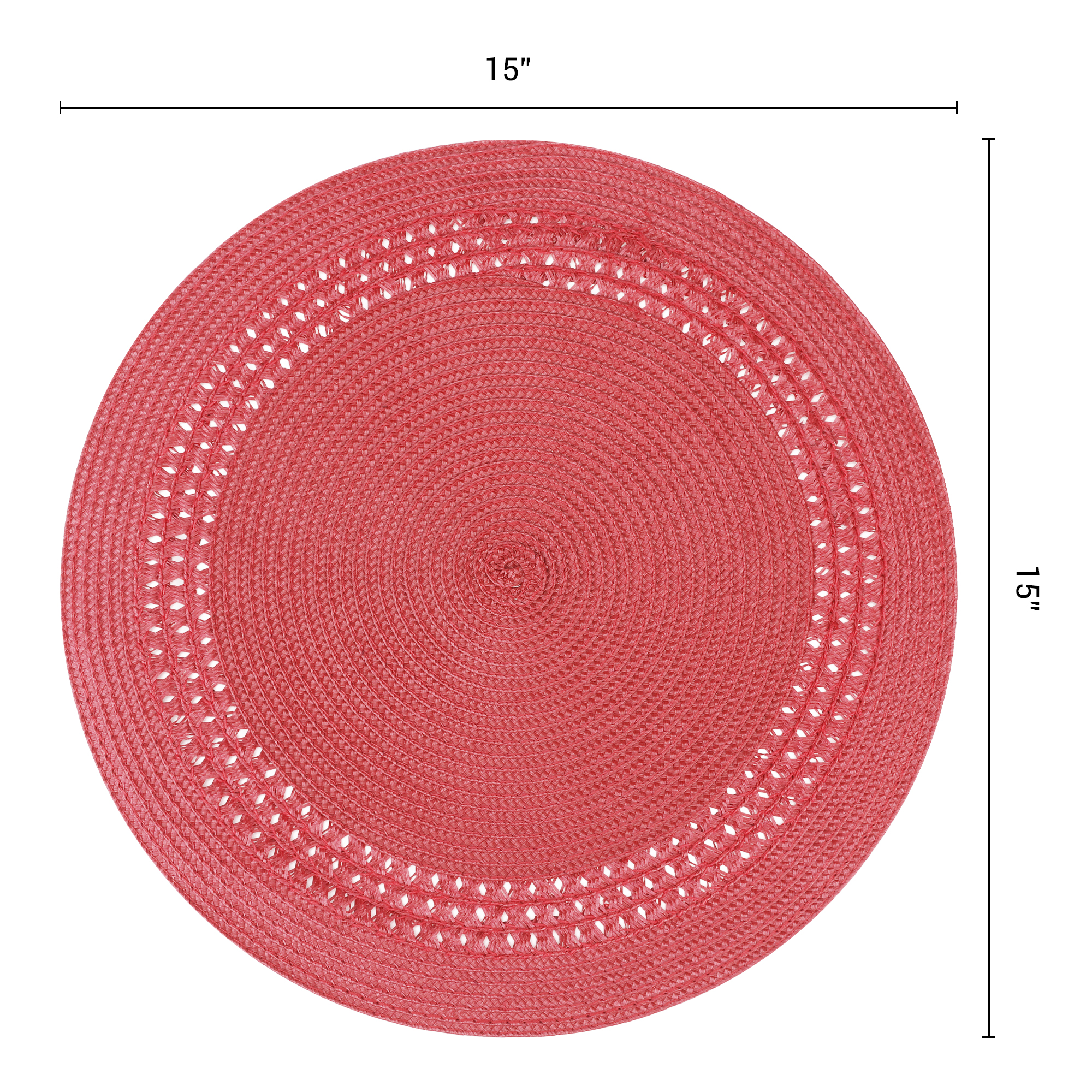 Unique Bargains Farmhouse Round Placemats Set of 6 Woven Placemats Red