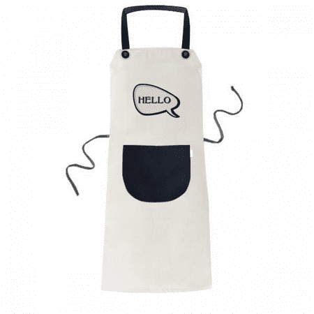 

Daily Language Chat Happy Greetings Hello Apron Adjustable Bib Cotton Linen BBQ Kitchen Pocket Pinafore