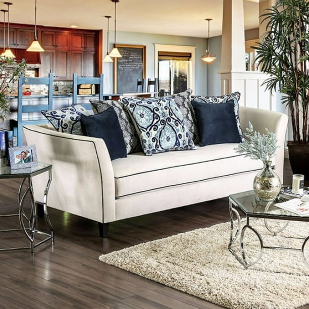 Premium Velvetlike Fabric Sofa, Offwhite