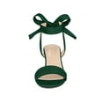 thumbnail image 6 of BLISSFUL STEP Women's Shoes Lace-Up Bow Chunky Heel Open Toe Strappy Sandals Green 8, 6 of 7