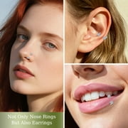 Horseshoe Nose Rings, 18G for Women Lip Hoops Half Hoop Earring Rook Daith Tragus Helix Piercing Jewelry Septum Rings,Gold and Silver Zirconia