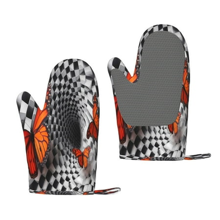

Matuu Butterflies Optical Illusion for Silicone Oven Gloves Heat Resistant Grilling Gloves Non-Slip Silicone Oven Mitt Great for Grilling Kitchen and Cooking