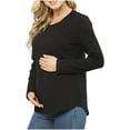 thumbnail image 2 of Dxzfnsa Fall Winter Maternity Clothes Womens Fashion Casual Round Neck Pregnancy Blouses Solid Color Long Sleeve Maternity Shirts Comfy Loose Breastfeeding Tops for Women, 2 of 7