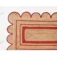 thumbnail image 2 of Rectangle Rug Natural Jute Rug Hand Braided Beige and Red Color Scalloped Area Rug, 2 of 5