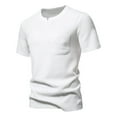 thumbnail image 1 of Hiiyo Men's T-Shirt Solid Color Short Sleeve T Shirt Undershirt Top, White, 1 of 6
