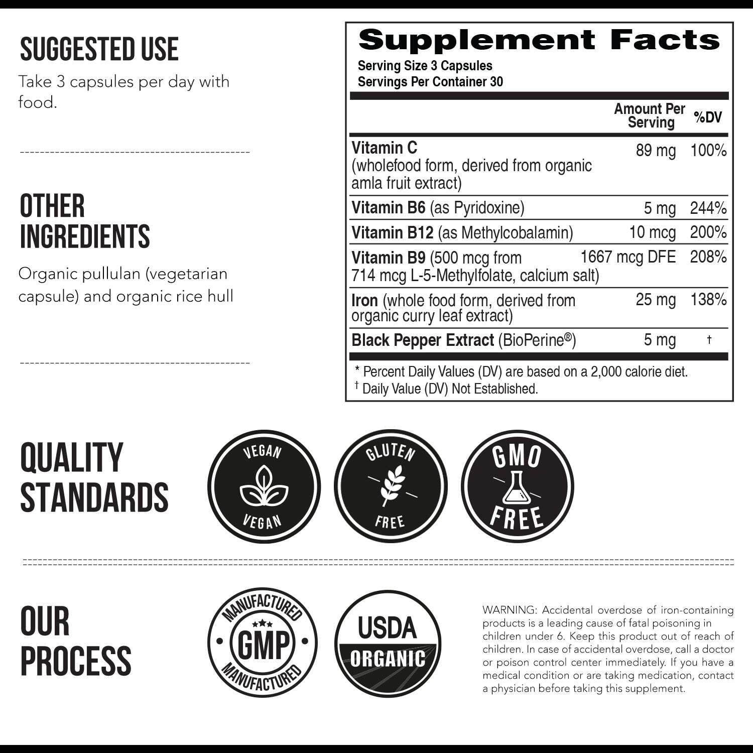 Triquetra Health Organic Iron | Whole Food Iron Supplement  Cofactors
