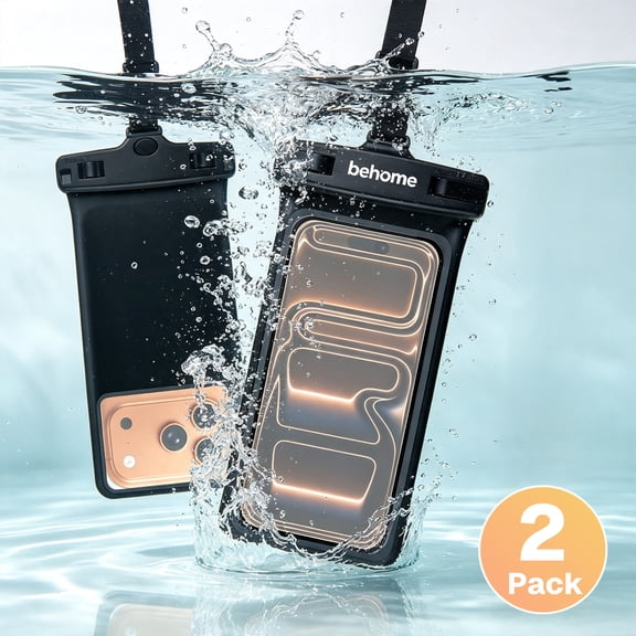 Behome Waterproof Phone Pouch, IPX8 Waterproof Phone Case for iPhone 17 16 15 14 13 Pro Max XS Samsung, 3D Cell phone Dry Bag Beach Essentials (2 Pack, 8 inch)