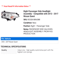 thumbnail image 2 of Right Passenger Side Headlight Assembly - Compatible with 2012 - 2017 Nissan Quest 2013 2014 2015 2016, 2 of 2