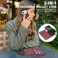 thumbnail image 5 of Wallet Case for iPhone 17, Detachable 2-in-1 PU Leather Flip Folio Case Support MagSafe Wireless Charging, Vintage Card Slots Kickstand Phone Cover for iPhone 17, Red, 5 of 6