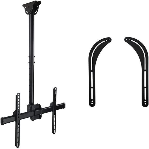 Mount-It! Full Motion TV Ceiling Mount with Universal Sound Bar TV Bracket Bundle | Fits 43"-75" TVs