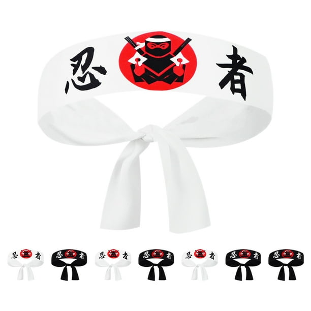 8 diademas de ninja y samurái para hombres y mujeres, bandana de chef de sushi, diadema para disfraz, diadema de guerrero para karate, deportes, cocina, suministros de cocina