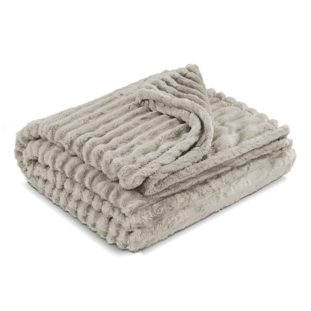 Yellow Mellow | Cobertor Cobija Stripes | King Size | Suave | Con Relieve | Ligera | Tamaño 230x200cm (Beige)