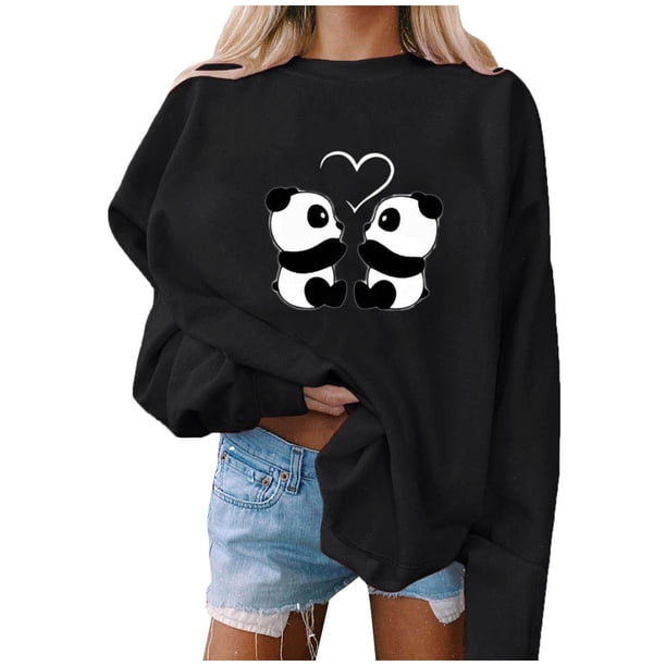 Gibobby Sudadera oversize mujer Sudadera de Forro Polar Sudadera casual para Mujer(Negro,M)