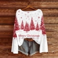 thumbnail image 3 of Women's Round Neck Lightweight Sweater Casual Long Sleeve Christmas Print Knit Pullover for Fall and Winter, Merry Christmas Design, Cozy and Festive, Great as Christmas Sweaters for Women ,Red,2XL, 3 of 5