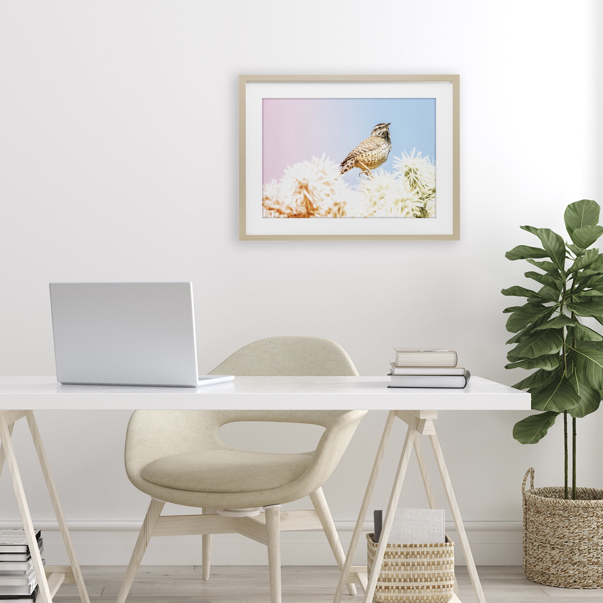 Stupell Industries Desert Song Bird Birch Framed Print Under Glass, design by Nathan Larson