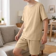 thumbnail image 6 of Edvintorg Girls Summer 2 Piece Sets Lightweight Short Sleeve Crewneck Tops and Shorts Loungewear Matching Set Teen Clothes Size 11-18, 6 of 8