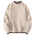 thumbnail image 4 of Crewneck Sweater Men‘s Autumn and Winter Lazy Style Handmade Knitted Base Shirt Trendy Fake Two-piece Inner Sweater for Teenagers, 4 of 4