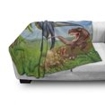 thumbnail image 3 of Dinosaur Soft Flannel Fleece Blanket, Different Types of Dinosaurs Natural Jungle Environment T-Rex Triceratops Cartoon, Cozy Plush for Indoor and Outdoor Use, 70" x 90", Multicolor, by Ambesonne, 3 of 6
