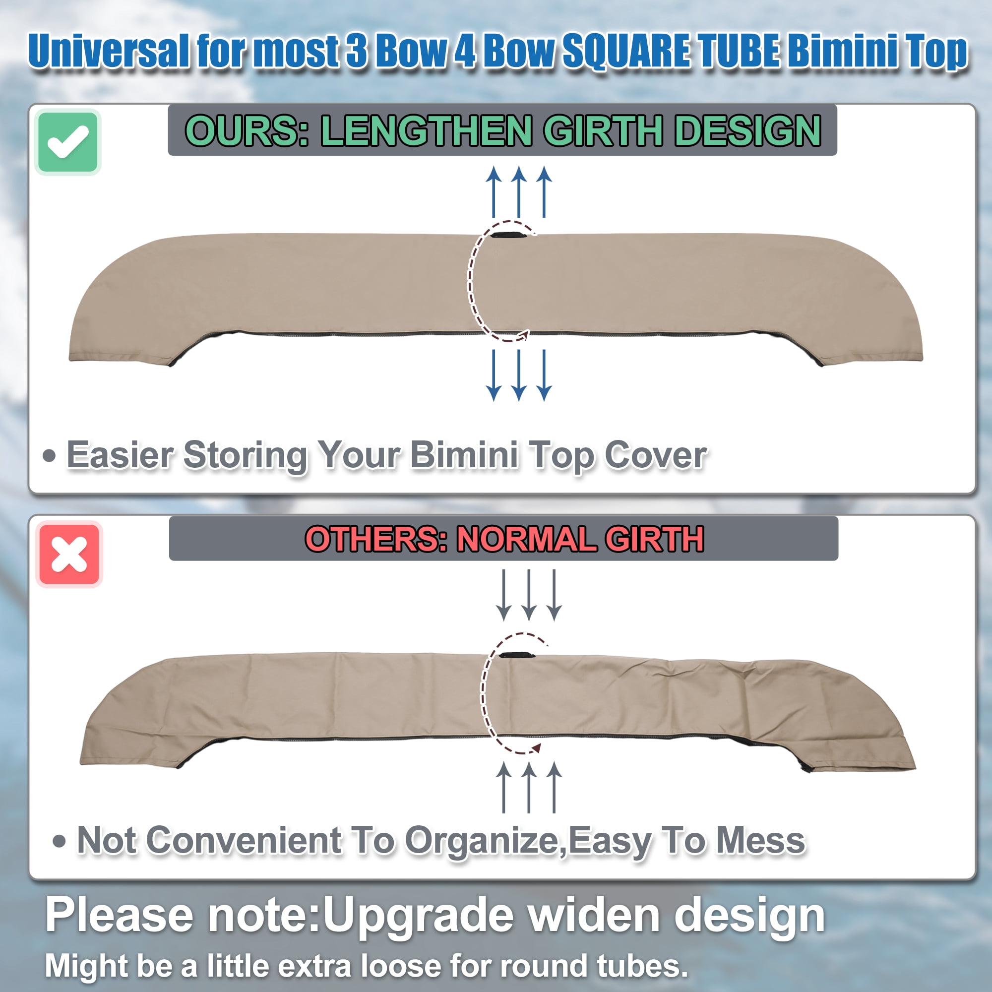Unique Bargains Bimini Top Storage Boot Cover Stern Light Hole 3 Bow 4 Bow Beige 97"-103"