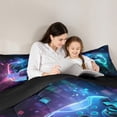 thumbnail image 5 of Homewish Gradient Gamepads Bedding Comforter Set 2pcs for Kids Teens,Futuristic Cubes Plaid Twin Comforter Sets Microfiber,Abstract Ombre Video Game Breathable Bedding Set,Luxury Bedroom Decor, 5 of 8