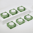 thumbnail image 6 of HofferRuffer 6-Piece Glass Candle Holders, Green Square for Home Decor, Weddings, Parties, 6 of 9