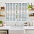 thumbnail image 2 of Blue Beige Farmhouse Kitchen Curtains 63 Inch Length, Vintage Wooden Striped Grommet Top Bedroom Living Room Curtains, Light Filtering Cafe Curtain Drapes 2 Panels Set 104''x63'', 2 of 9