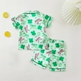 thumbnail image 5 of Ticikt Girls Pajamas Satin Pajama Set Silk Nightgown Short Sleeve Button Down Summer Bow Sleepwear for Big Kids,Color:Green,Size:2-3 Years, 5 of 8