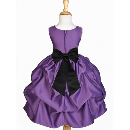 Ekidsbridal Satin Bubble Pick-up Purple Flower Girl Dress Christmas Weddings Summer Easter Dress Special Occasions Pageant Toddler Girl's Clothing Holiday Bridal Baptism Junior Bridesmaid 208T