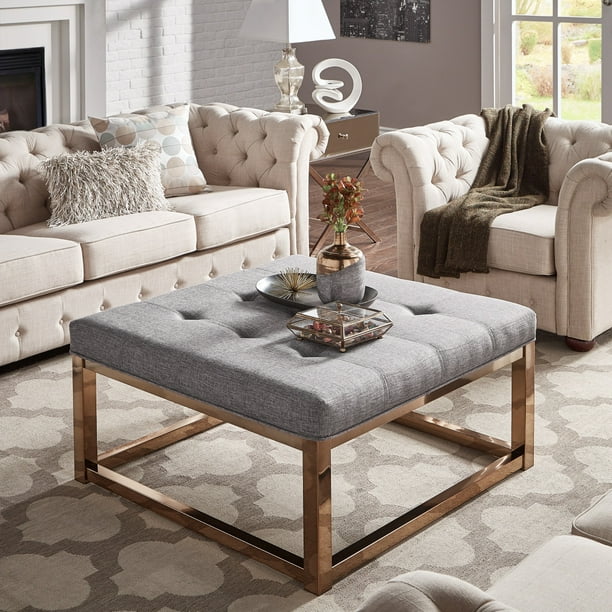 Weston Home Libby Dimpled Tufted Cushion Ottoman Coffee Table with
