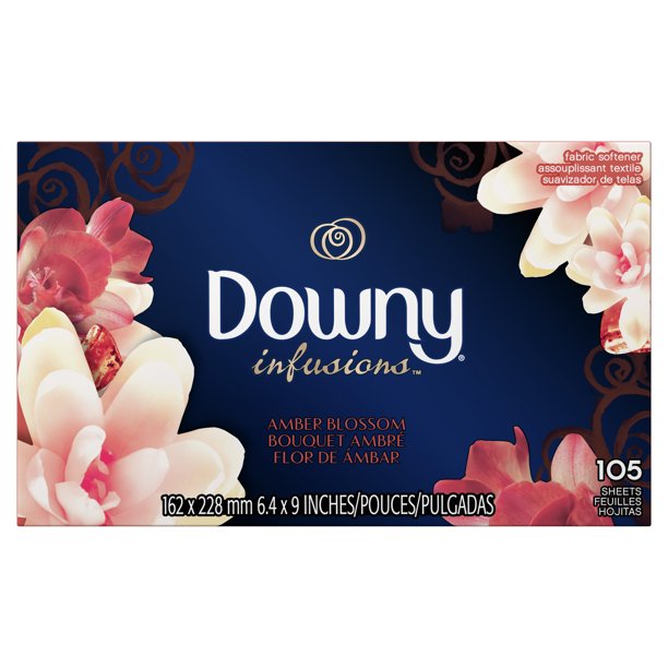 Downy Infusions Bliss Dryer Sheets, Sparkling Amber & Rose, 105 Count