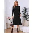 thumbnail image 4 of DARING DIVA Women's Long Sleeve Sweater with Knit A-Line Midi Design Dress S Black, 4 of 7