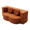 thumbnail image 3 of 2-In-1 Folding Sofa Bed with Pillow, Twin Sleeper Sofa, Floor& Futon Loveseat Couch, Foam Folding Mattress Sleeper for Living Room, Guest Use, Office, Apartment, No Assembly Required (Orange), 3 of 11