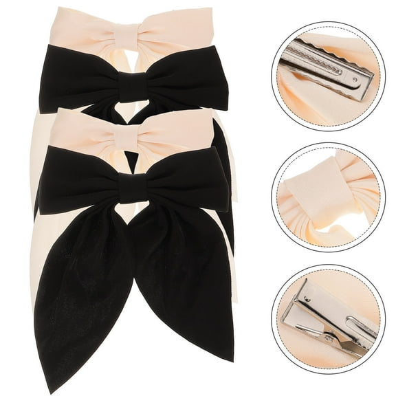 AURARMLET Girls Hair Bows Clips, Cute Assorted Color Bow Hair Accessories, 4 Pieces, Soft Cloth Material