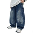 thumbnail image 2 of Boys Baggy Jeans New Loose Cargo Wide Leg Denim Pants for Big Kids Boys Cargo Baggy Jeans Size 7-8Y, 2 of 6
