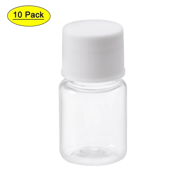 Botella de Reactivo de Boca Ancha de Plástico Uxcell 5ml/0.17oz Transparente 10 Contenido