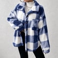 thumbnail image 6 of Eiyaclvo Fuzzy Plaid Jacket for Women Thick Warm Winter Coat Button Down Long Sleeve Collar Fleece Jackets Flannel Shackets with Pocket, 6 of 8