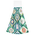 thumbnail image 7 of Yayeee Kitchen Hanging Hand Towels Set of 2 with Loop Bathroom Absorbent Tie Towel, Green Geometric Flowers, 7 of 7
