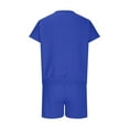 thumbnail image 5 of Women's Short Sleeve Tops Women's two-piece shorts short-sleeved tops casual set of shorts summer sportswear suit sportswear suit Ndbuld Blue 2XL, 5 of 6
